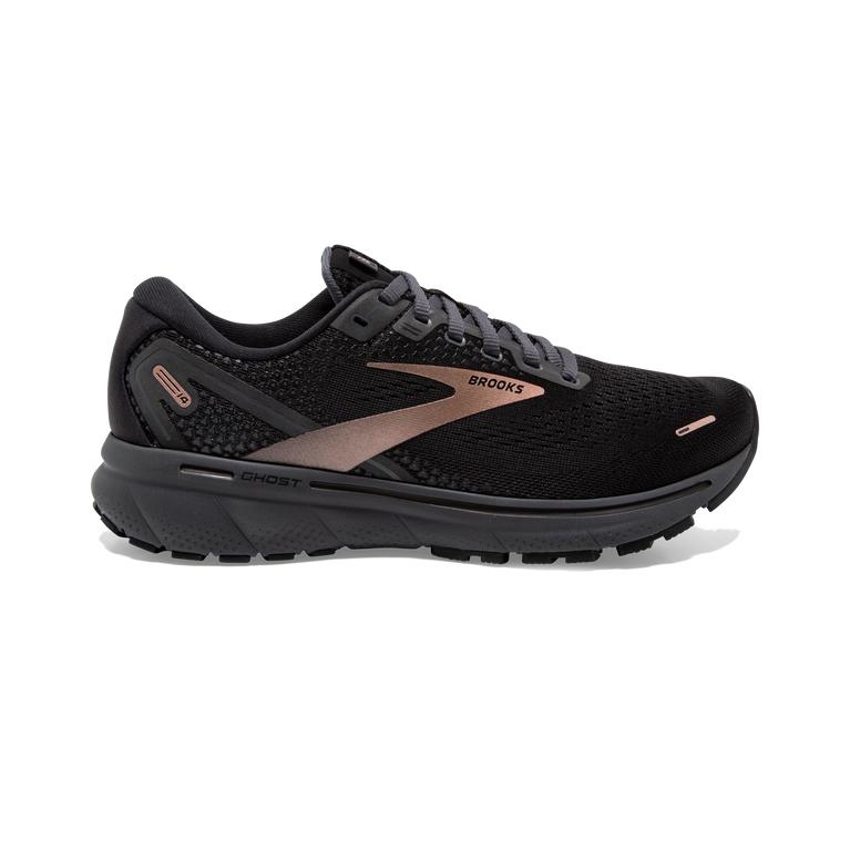 Brooks GHOST 14 Cushioned Road Running Shoes Womens Online - Black/Ebony/grey Charcoal/Rose Gold (BT
